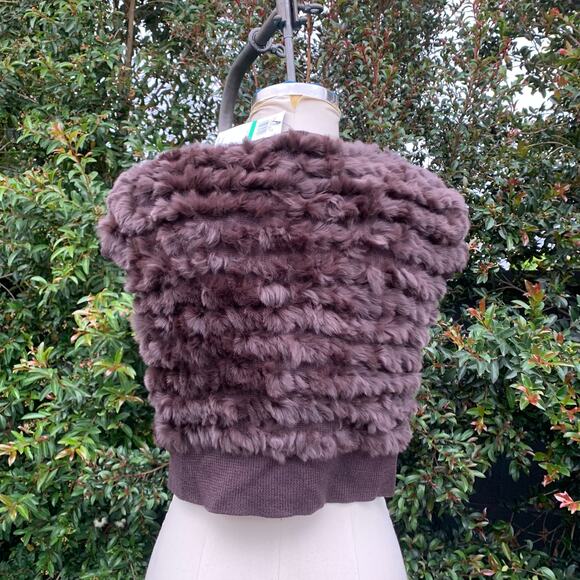 NWT BCBG Maxazria Mahogany Rabbit Wool Bolero Jacket Sweater Cardigan Large - Picture 3 of 8